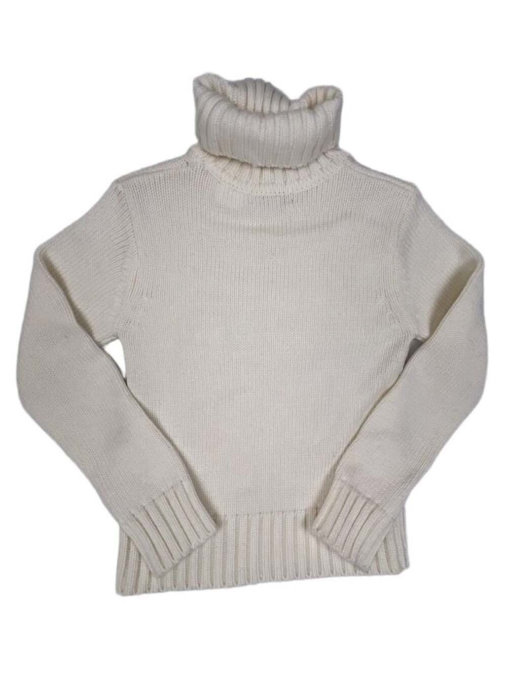 Yu-Yu Turtleneck Sweater Size M White Ribbed Knit